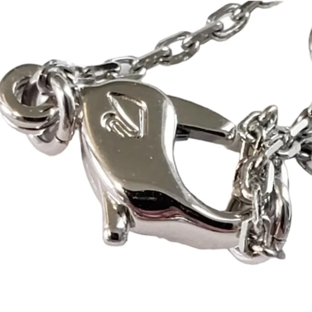 Swarovski Swan Necklace Double Sided Floating Heart Black and Clear Crystals - Picture 3 of 6